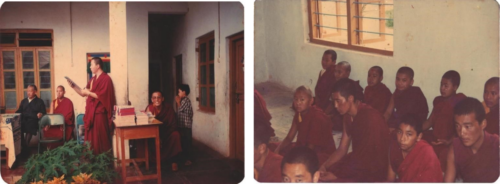 Tulku Telo Rinpoche , the first Gomang School head, presenting school Annual Year Exam Report & prize distribution to the Students for the Year 1990 on Present of Chief Representation of Mundgod and some Photos of students of studying Class I to V. 