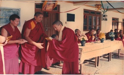 Monk Lobsang dhondup of Class Vth standard getting awards